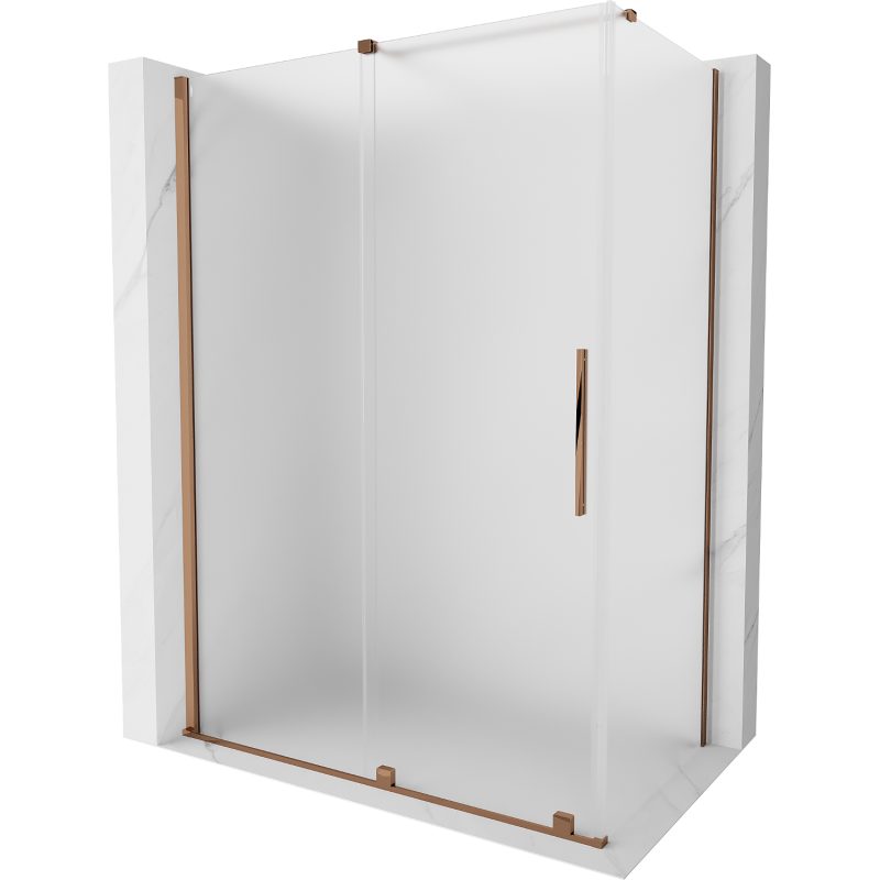 Mexen Velar плъзгаща се душ кабина 140 x 80 см, матирано, розово злато - 871-140-080-31-60