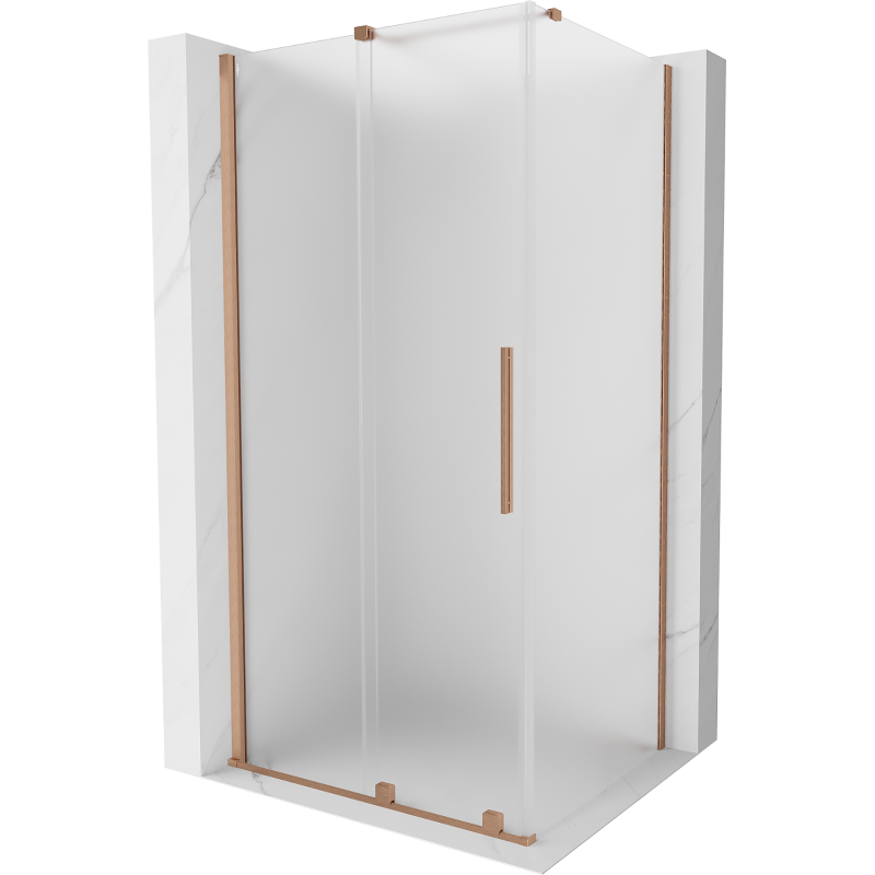 Mexen Velar плъзгаща се душ кабина 90 x 80 см, матирано стъкло, матирана мед - 871-090-080-31-65