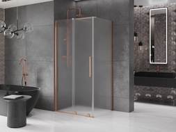 Mexen Velar плъзгаща се душ кабина 90 x 100 см, матирано, четкана мед - 871-090-100-31-65