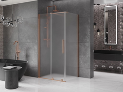 Mexen Velar плъзгаща се душ кабина 100 x 80 см, матирано стъкло, четкована мед - 871-100-080-31-65