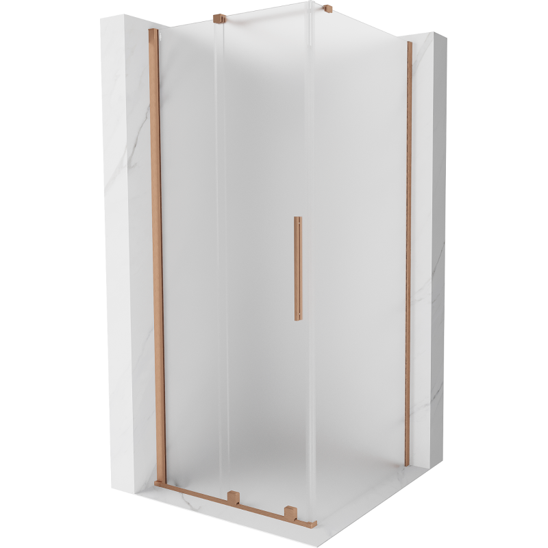 Mexen Velar плъзгаща се душ кабина 90 x 90 cm, скреж, четкана мед - 871-090-090-31-65