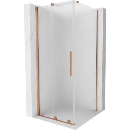 Mexen Velar плъзгаща се душ кабина 100 x 100 cm, матирано стъкло, четкована мед - 871-100-100-31-65