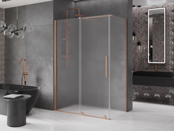 Mexen Velar плъзгащ се душ кабина 130 x 75 см, матирано, четкана мед - 871-130-075-31-65