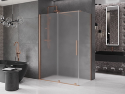 Mexen Velar плъзгаща се душ кабина 150 x 80 см, матирано стъкло, четкана мед - 871-150-080-31-65