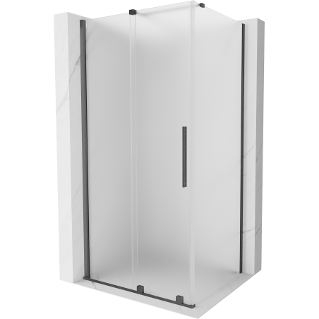 Mexen Velar плъзгаща се душ кабина 110 x 75 см, матирано стъкло, четкано сиво