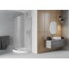 Mexen Rio полукръгла душ кабина 90 x 90 см, скреж, хром + корито Rio, бял - 863-090-090-01-30-4710
