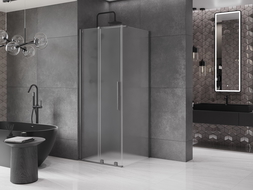 Mexen Velar плъзгаща се душ кабина 110 x 110 cm, матирано стъкло, четка gun gray - 871-110-110-31-66