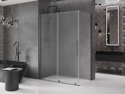 Mexen Velar плъзгаща се душ кабина 140 x 75 cm, матирано, четкано gun gray - 871-140-075-31-66