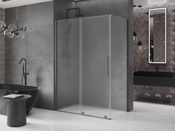 Mexen Velar плъзгаща се душ кабина 150 x 85 см, матирано стъкло, четкан gun gray - 871-150-085-31-66