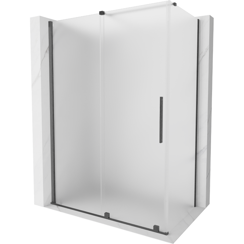 Mexen Velar плъзгаща се душ кабина 140 x 80 cm, матирано стъкло, четка Gun gray - 871-140-080-31-66