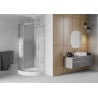Mexen Rio полукръгла душ кабина 80 x 80 cm, бели ленти, хром + корито Rio, бял - 863-080-080-01-20-4710