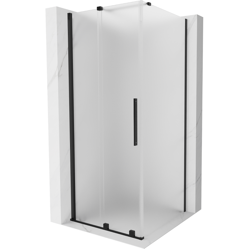 Mexen Velar плъзгаща се душ кабина 90 x 90 см, замръзена, черна - 871-090-090-31-70