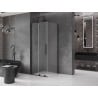 Mexen Velar плъзгаща се душ кабина 90 x 90 см, замръзена, черна - 871-090-090-31-70