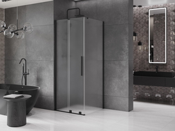Mexen Velar плъзгаща се душ кабина 100 x 100 cm, скреж, черна - 871-100-100-31-70