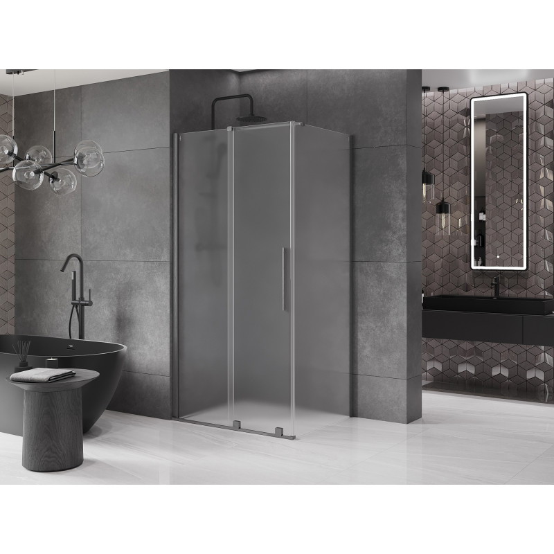 Mexen Velar плъзгаща се душ кабина 130 x 90 см, матирано, четка с цвят на