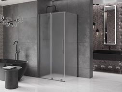 Mexen Velar плъзгаща се душ кабина 140 x 100 cm, замръзнал, четка gun gray - 871-140-100-31-66
