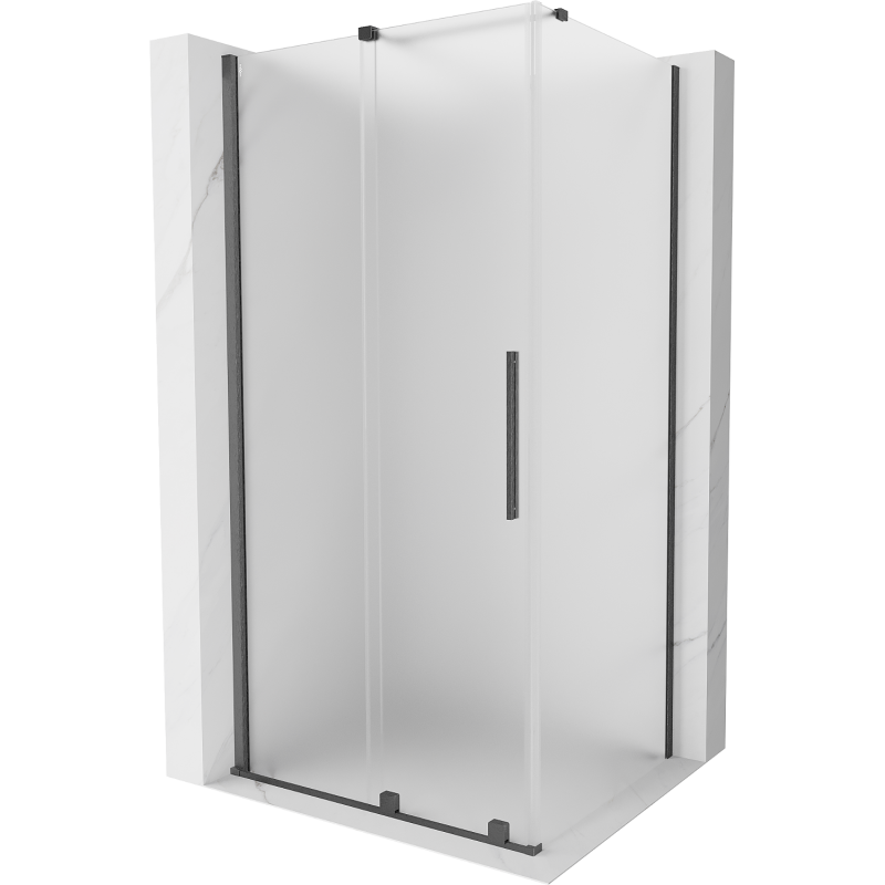 Mexen Velar плъзгаща се душ кабина 140 x 100 см, мат, четка за цвят оръжие сив