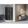 Mexen Rio овална душ кабина 80 x 80 см, графит, хром + корито Rio, бял - 863-080-080-01-40-4710