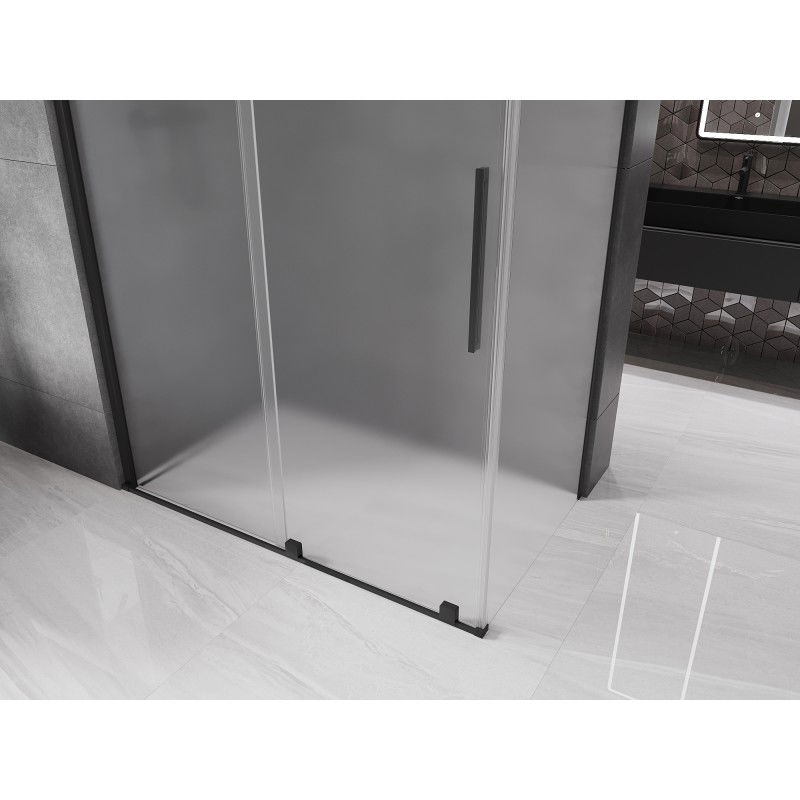 Mexen Velar плъзгащ се душ кабина 130 x 75 см, матирано, черно - 871-130-075-31-70