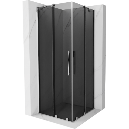 Mexen Velar Двойна плъзгаща се душ кабина 80 x 80 см, графит, хром - 871-080-080-42-01