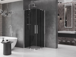 Mexen Velar Duo плъзгаща се душ кабина 80 x 80 см, графит, хром - 871-080-080-42-01