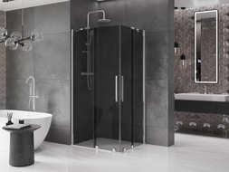 Mexen Velar Duo плъзгаща се душ кабина 90 x 80 см, графит, хром - 871-090-080-42-01