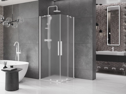 Mexen Velar Duo плъзгаща се душ кабина 80 x 80 см, матирана, бяла - 871-080-080-32-20