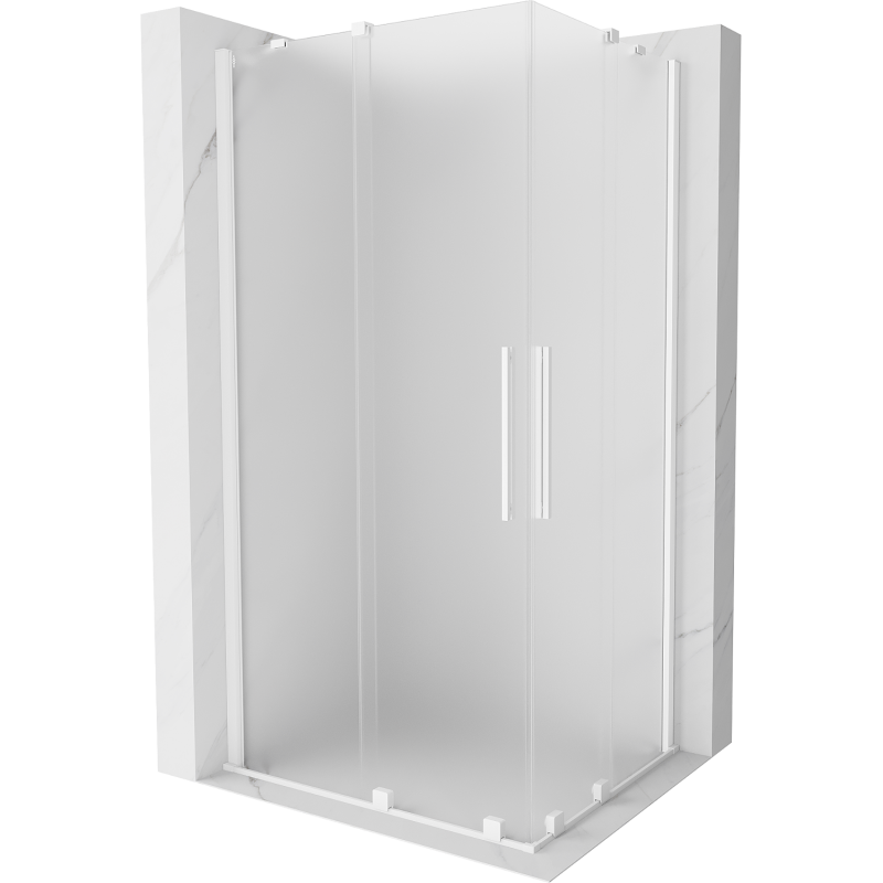 Mexen Velar Duo плъзгаща се душ кабина 90 x 80 см, матирано стъкло, бяло - 871-090-080-32-20