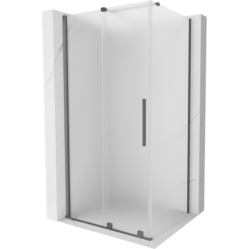 Mexen Velar плъзгаща се душ кабина 90 x 75 см, матирано стъкло, gun metal - 871-090-075-31-95
