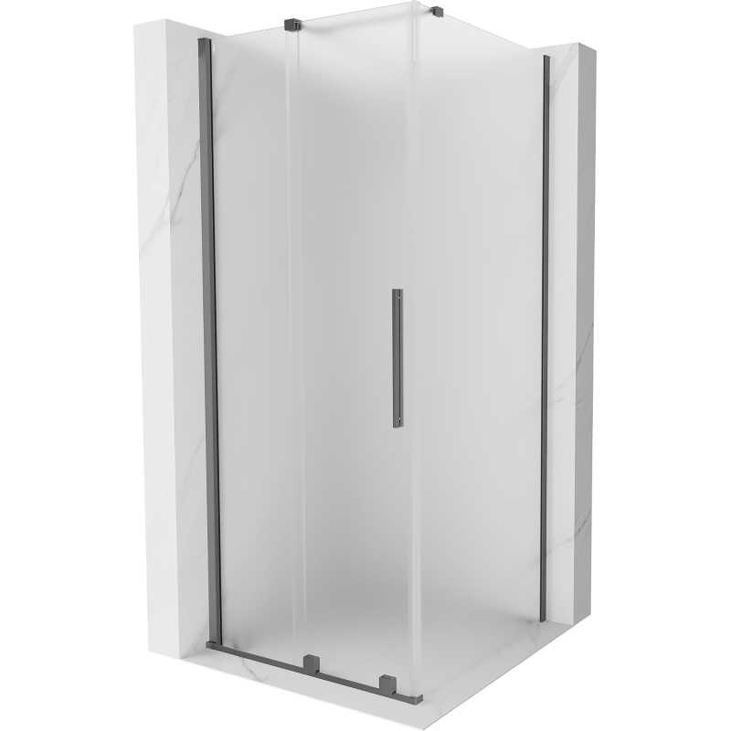 Mexen Velar плъзгаща се душ кабина 90 x 90 см, матирано стъкло, gun metal - 871-090-090-31-95