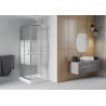 Mexen Rio квадратна душ кабина 80 x 80 см, бели ивици, хром + корито Rio, бяло - 860-080-080-01-20-4510