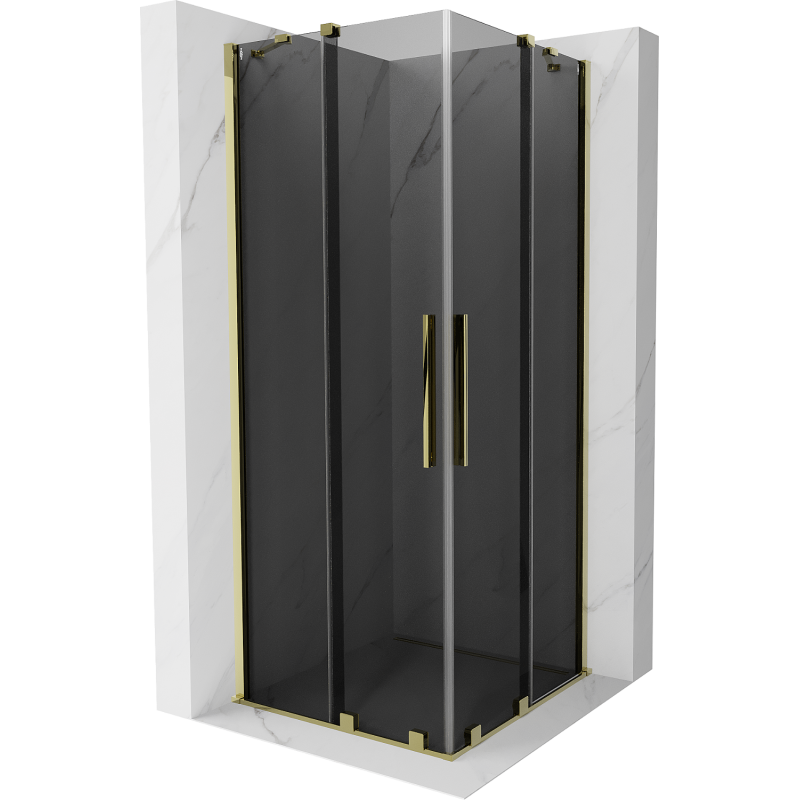 Mexen Velar Duo плъзгаща се душ кабина 80 x 80 см, графит, златна - 871-080-080-42-50