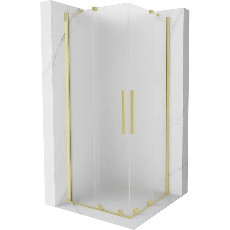 Mexen Velar Duo плъзгаща се душ кабина 100 x 100 cm, матирано стъкло, позлатено четкано - 871-100-100-32-55