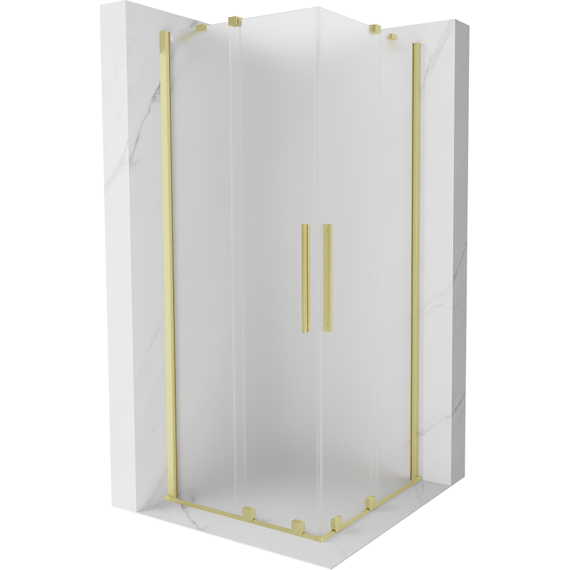 Mexen Velar Двойна плъзгаща се душ кабина 100 x 100 см, матирана, в златисто