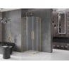 Mexen Velar Duo плъзгаща се душ кабина 90 x 90 см, замръзнало стъкло, златисто четкано - 871-090-090-32-55