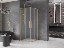 Mexen Velar Duo плъзгаща се душ кабина 100 x 100 cm, матирано стъкло, позлатено четкано - 871-100-100-32-55