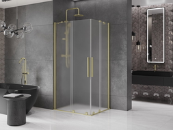 Mexen Velar Duo плъзгаща се душ кабина 90 x 80 см, матирано стъкло, златно матово - 871-090-080-32-55