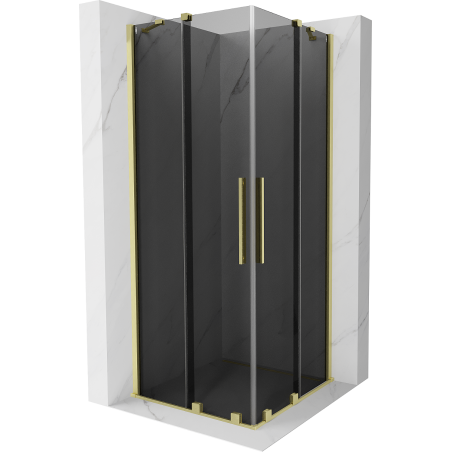 Mexen Velar Duo плъзгаща се душ кабина 90 x 90 cm, графит, злато четкано - 871-090-090-42-55