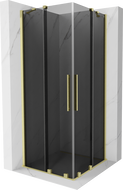 Mexen Velar Duo плъзгащ се душ кабина 90 x 90 см, графит, златно, четен - 871-090-090-42-55