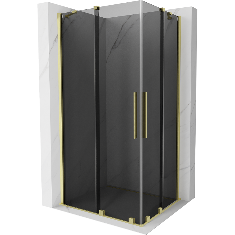 Mexen Velar Duo плъзгаща се душ кабина 90 x 80 cm, графит, златист мат - 871-090-080-42-55