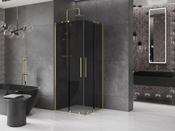 Mexen Velar Duo душ кабина плъзгаща се 100 x 100 см, графит, злато четка - 871-100-100-42-55