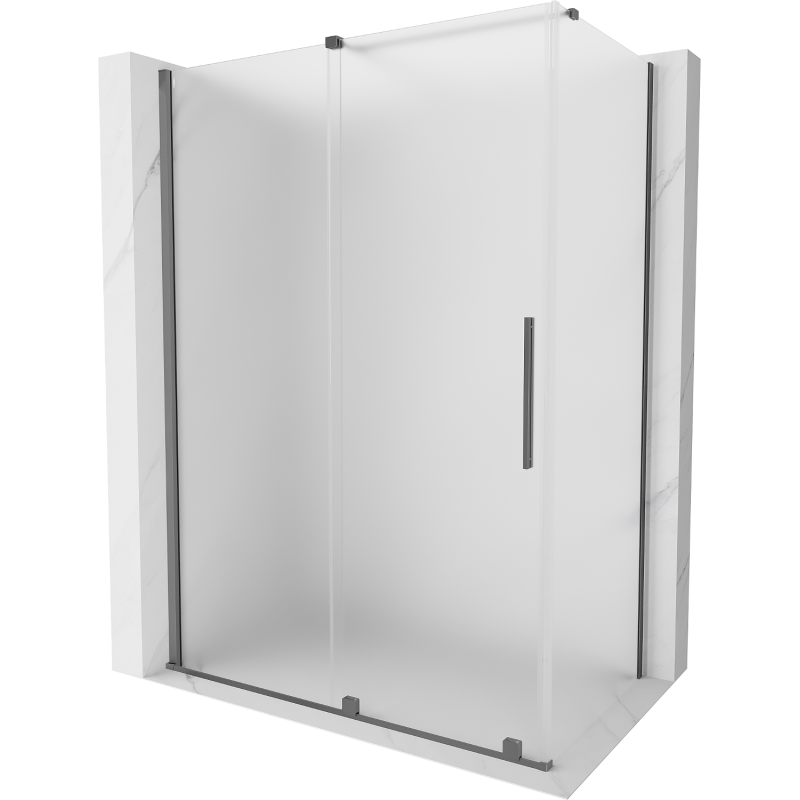 Mexen Velar плъзгаща се душ кабина 150 x 75 см, матирано стъкло, gun metal - 871-150-075-31-95