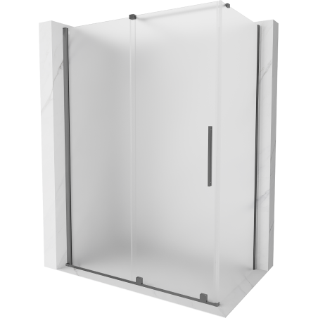 Mexen Velar плъзгаща се душ кабина 150 x 75 см, матирано стъкло, gun metal - 871-150-075-31-95