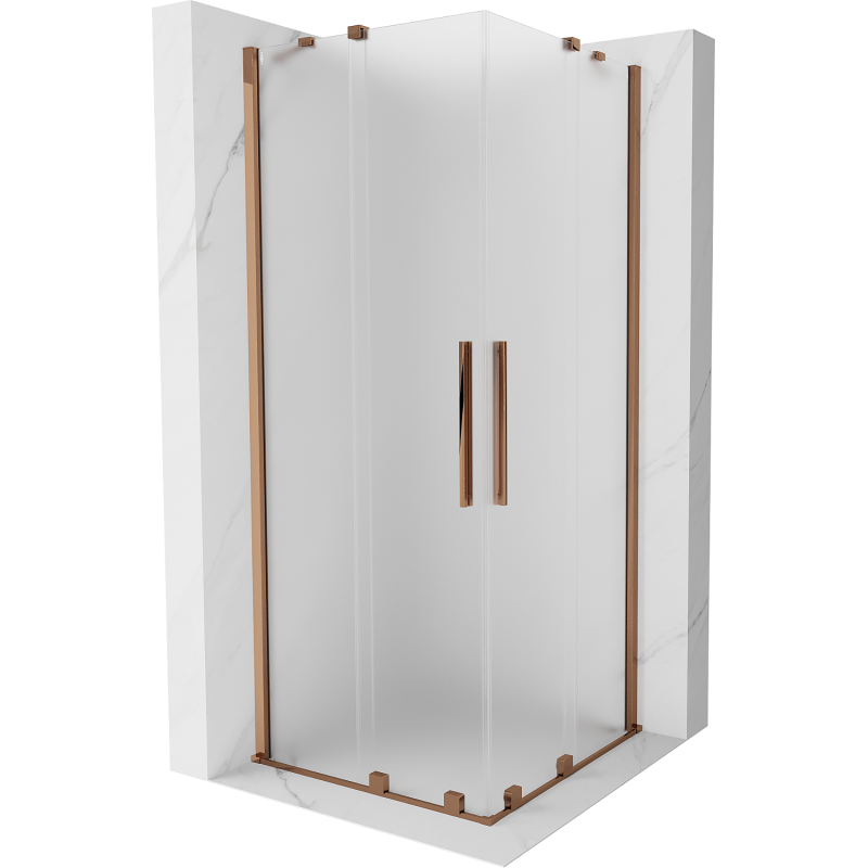 Mexen Velar Duo плъзгаща се душ кабина 90 x 90 cm, матирано, розово злато - 871-090-090-32-60