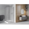 Mexen Rio квадратна душ кабина 90 x 90 cm, матиран, хром + поддушово корито Rio, бяло - 860-090-090-01-30-4510