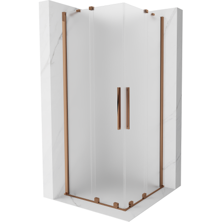 Mexen Velar Duo плъзгаща се душ кабина 80 x 80 см, мраз, розово злато - 871-080-080-32-60