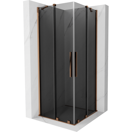 Mexen Velar Duo плъзгаща се душ кабина 100 x 100 см, графит, розово злато - 871-100-100-42-60