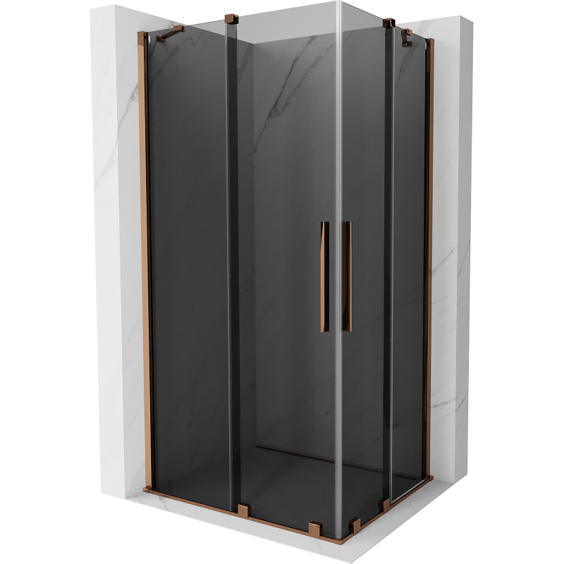 Mexen Velar Duo плъзгаща душ кабина 100 x 90 см, графит, розово злато - 871-100-090-42-60