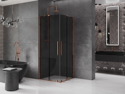 Mexen Velar Duo плъзгаща се душ кабина 100 x 100 см, графит, розово злато - 871-100-100-42-60