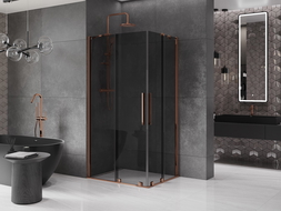 Mexen Velar Duo плъзгаща се душ кабина 90 x 80 см, графит, розово злато - 871-090-080-42-60